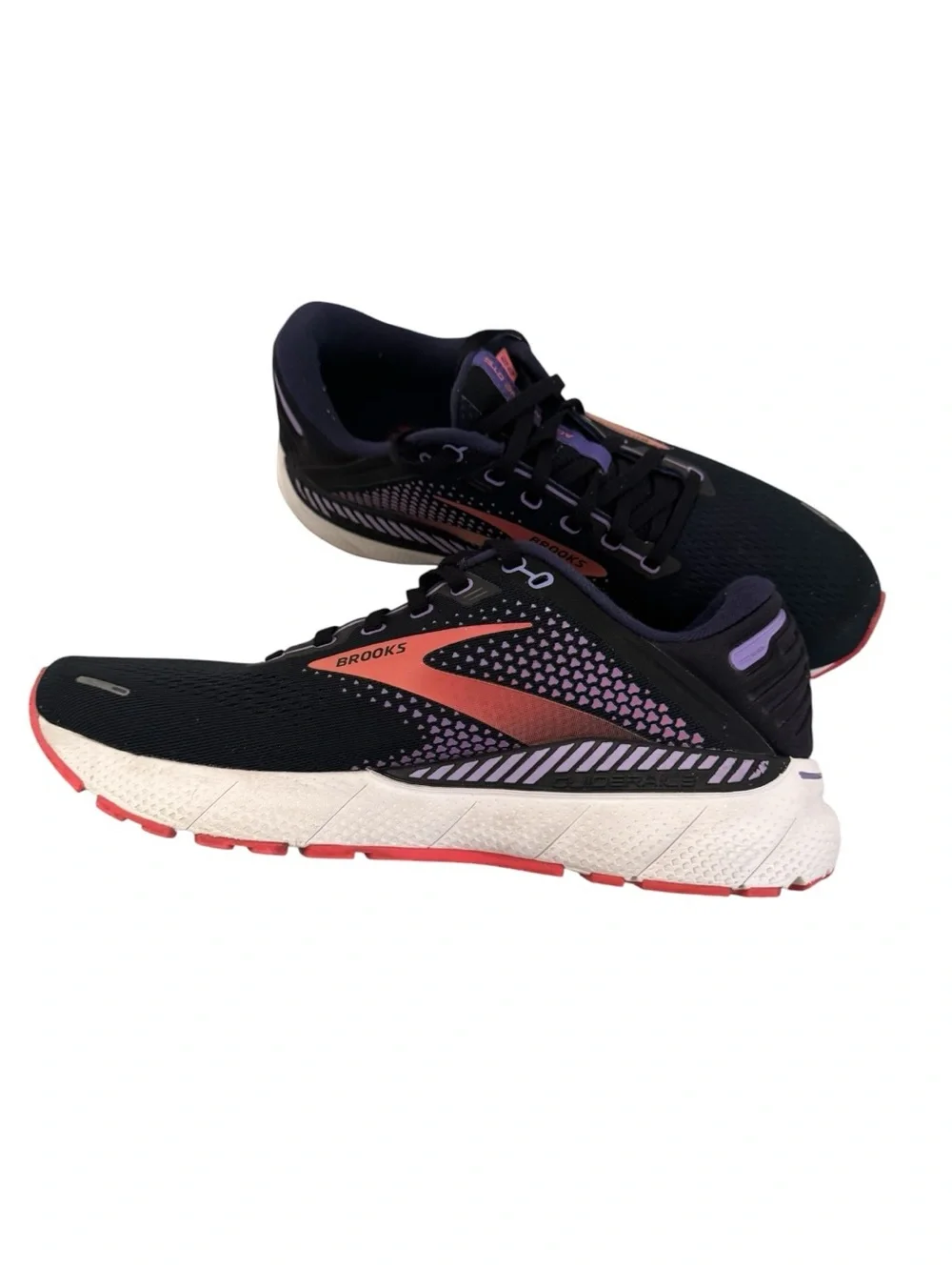 Brooks Adrenaline GTS 22 running shoes in a black, purple, andcoral women sz 11M